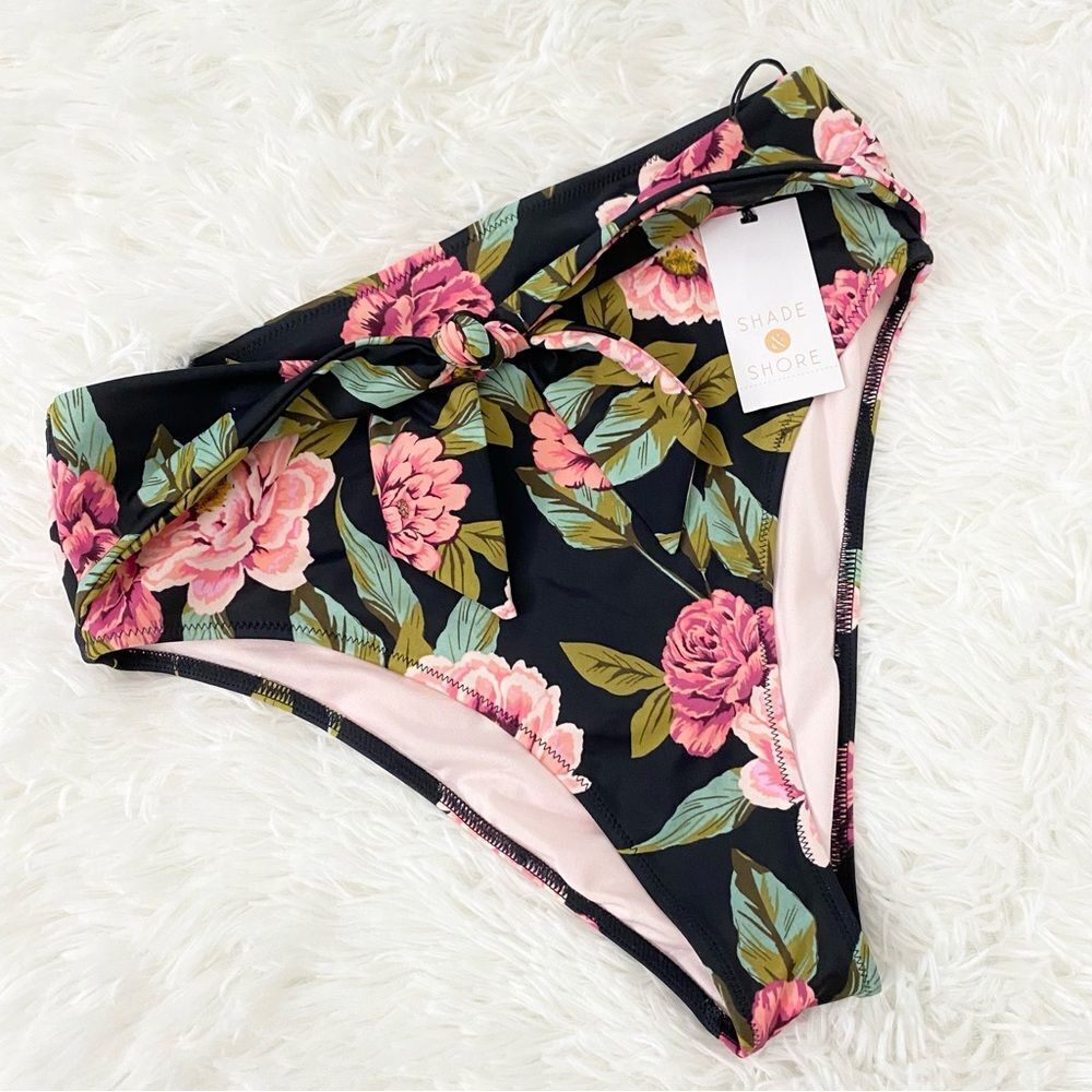 Shade & Shore Floral High Waisted Retro Bikini Bottom